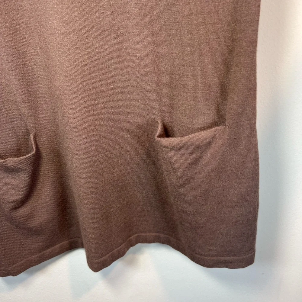 Lulu-B Tunic Sweater Shirt Brown Front Pockets Lightweight Neutral NEW Sz Medium